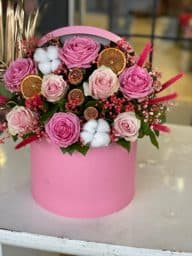 Pembe Kutulu Karışık Gül Buketi
