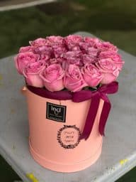 Pembe Kutulu Pembe Gül Buketi